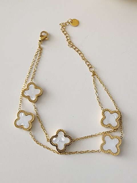 Beyaz Sedefli Yonca Bileklik