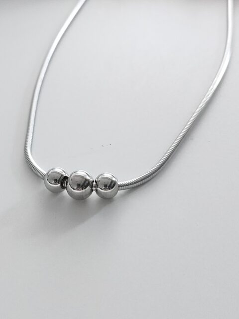 Çelik Dorika Topçuklu Kolye Silver