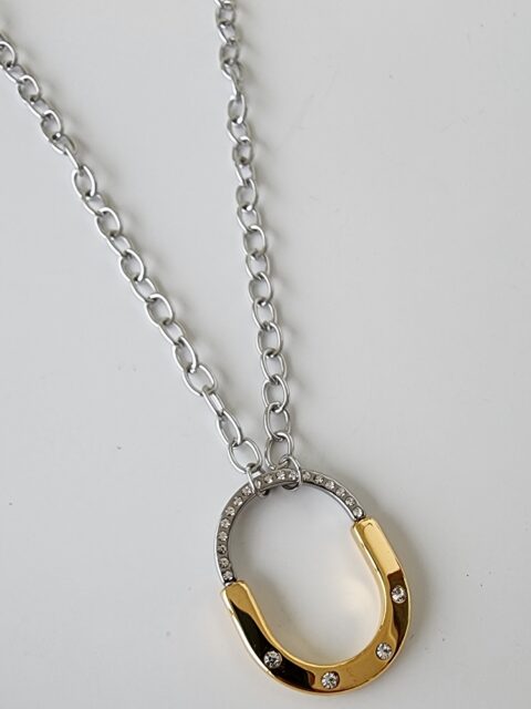 Çift Renk Kilit Figürlü Çelik Kolye