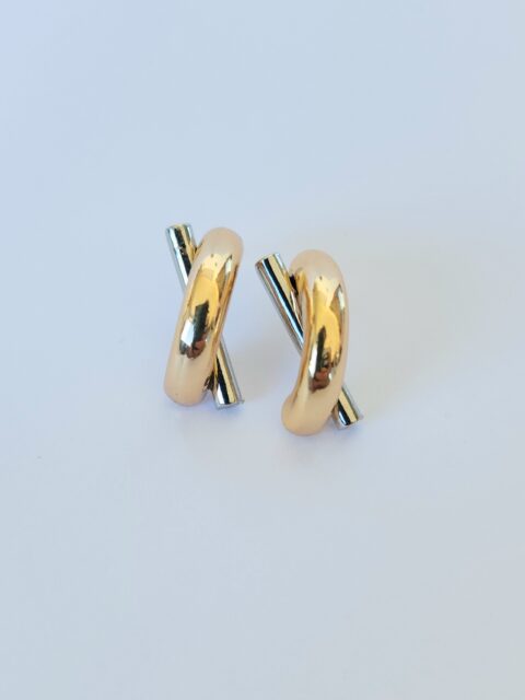 Çift Renkli Zirkon Çelik Küpe