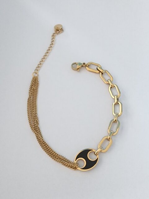 Çift Zincirli Siyah Sedefli Bileklik