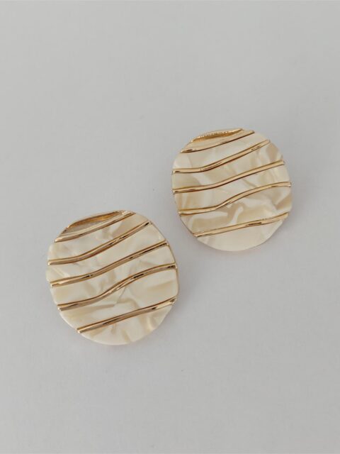 Dalga Desenli Beyaz Sedefli Küpe