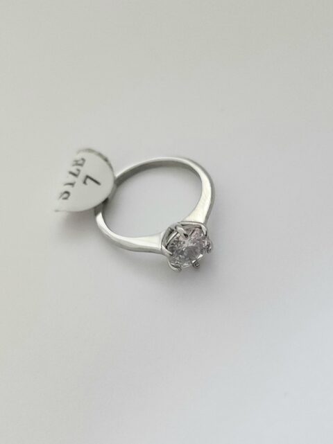 Gümüş Renk Zirkon Taş Çelik Yüzük