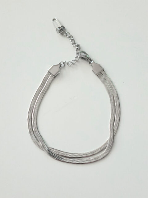 İkili İtalyan Zincirli Çelik Bileklik