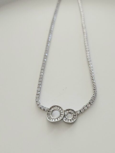 İnce Baget Taşlı Çelik Kolye