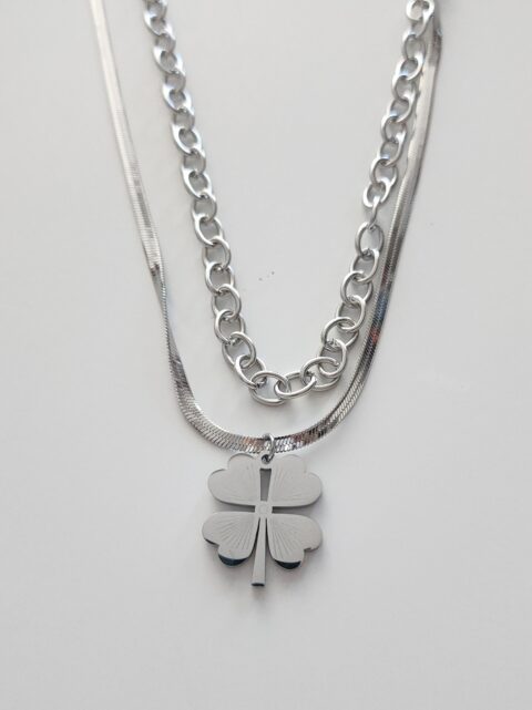 İtalyan Zincirli Yonca Çelik Kolye