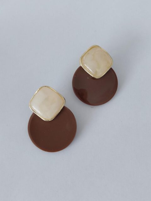 Kahverengi Daire Sallantılı Küpe