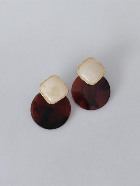 Kahverengi Desenli Daire Sallantılı Küpe