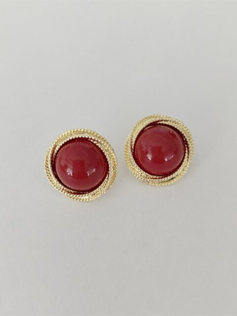 Kahverengi Düğme Model Küpe