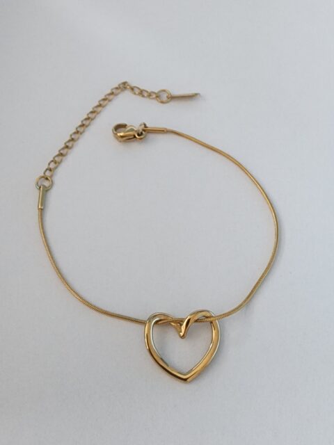 Kalp Figürlü Çelik Bileklik Gold