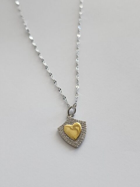 Kalpli Zirkon Taş Çelik Kolye