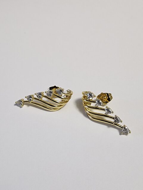 Kanat Figürlü Taşlı Küpe