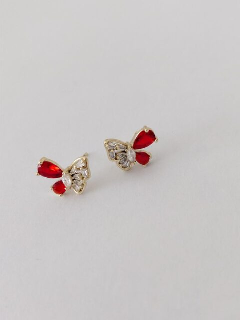 Kırmızı Taşlı Kelebekli Xuping Küpe