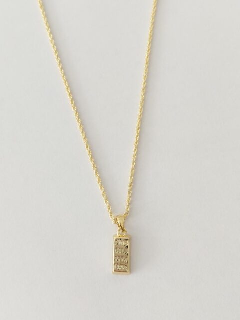 Külçe Altın Detaylı Çelik Kolye