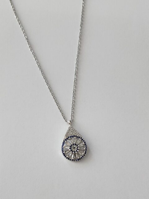 Renkli Nazar Detaylı Çelik Kolye Gold