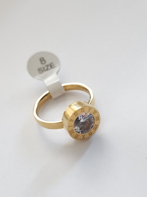 Roma Rakamlı Taşlı Çelik Yüzük