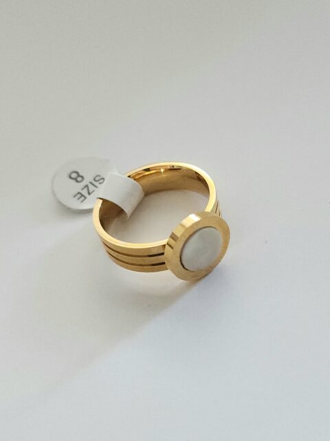 Sedefli Roma Rakamlı Çelik Yüzük