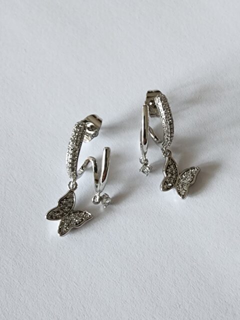 Taşlı Kelebekli Küpe