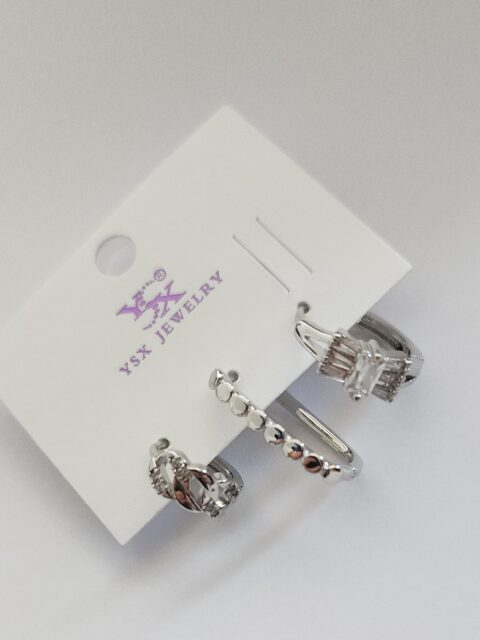 Üçlü Set Silver Çelik Küpe