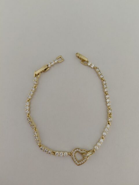 Xuping Zirkon Taşlı Kalpli Bileklik Gold