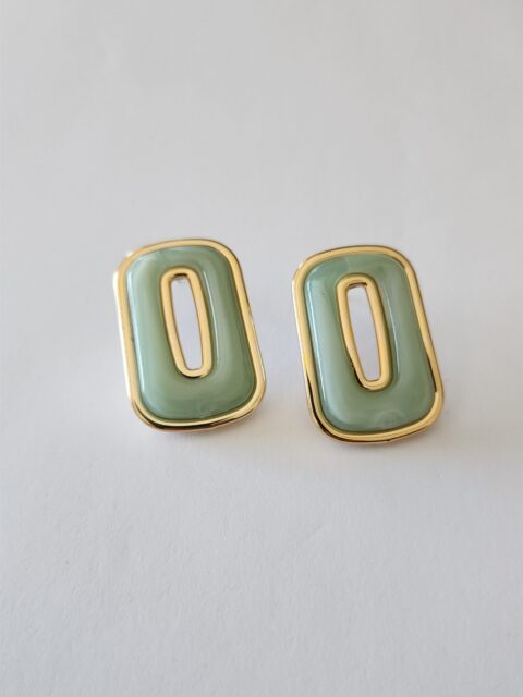 Yeşil Sedefli Tasarım Küpe