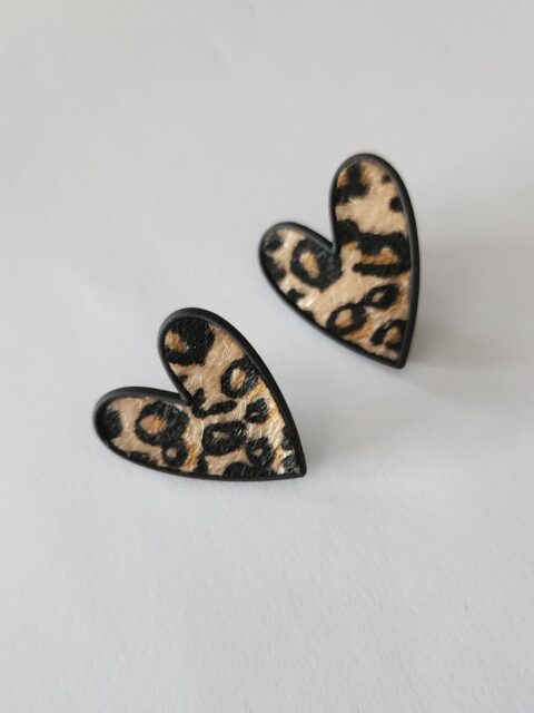 Leopar Desenli Kalpli Küpe