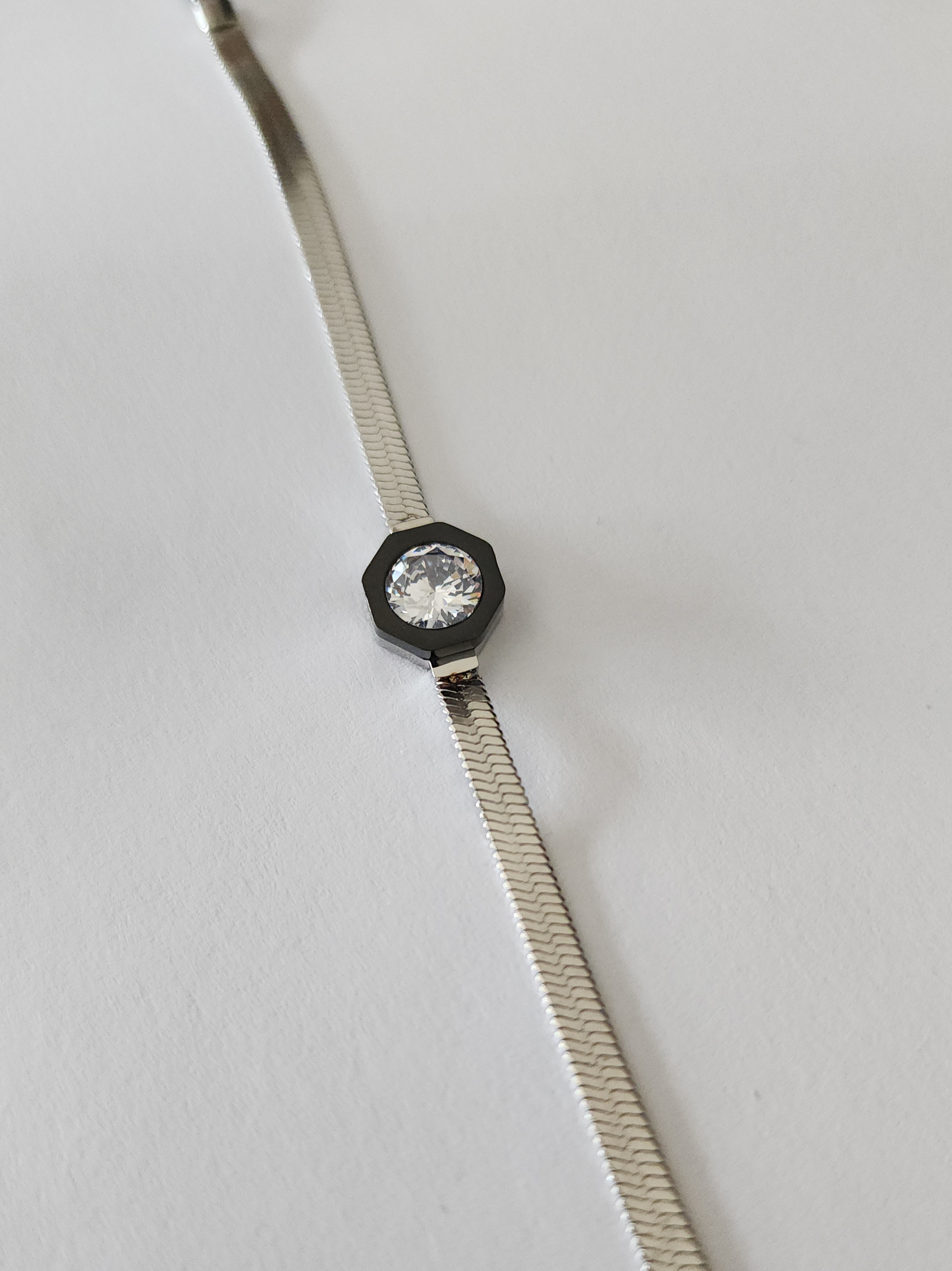 Italyan Zincirli Tasli elik Kolye 