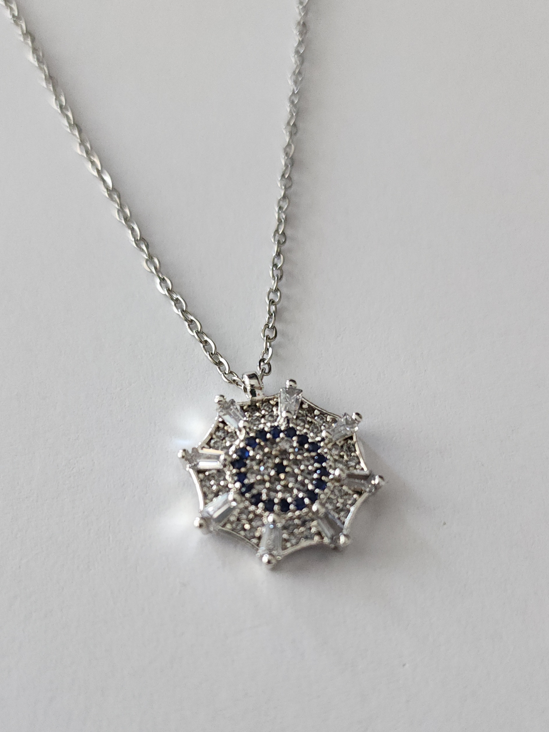 Nazar Detayli Tasli Kolye Silver 