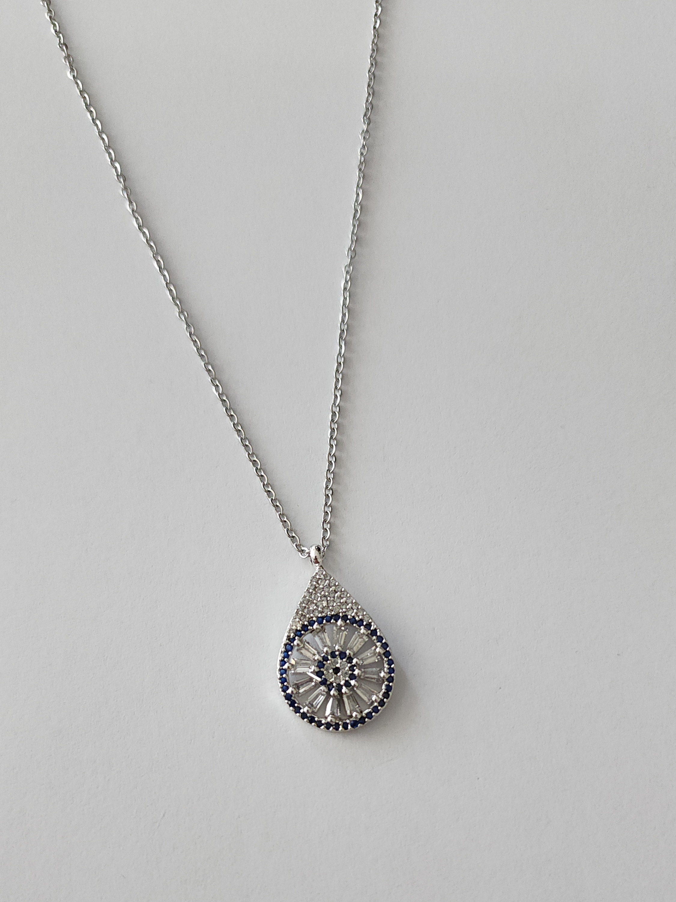 Renkli Nazar Detayli elik Kolye Gold