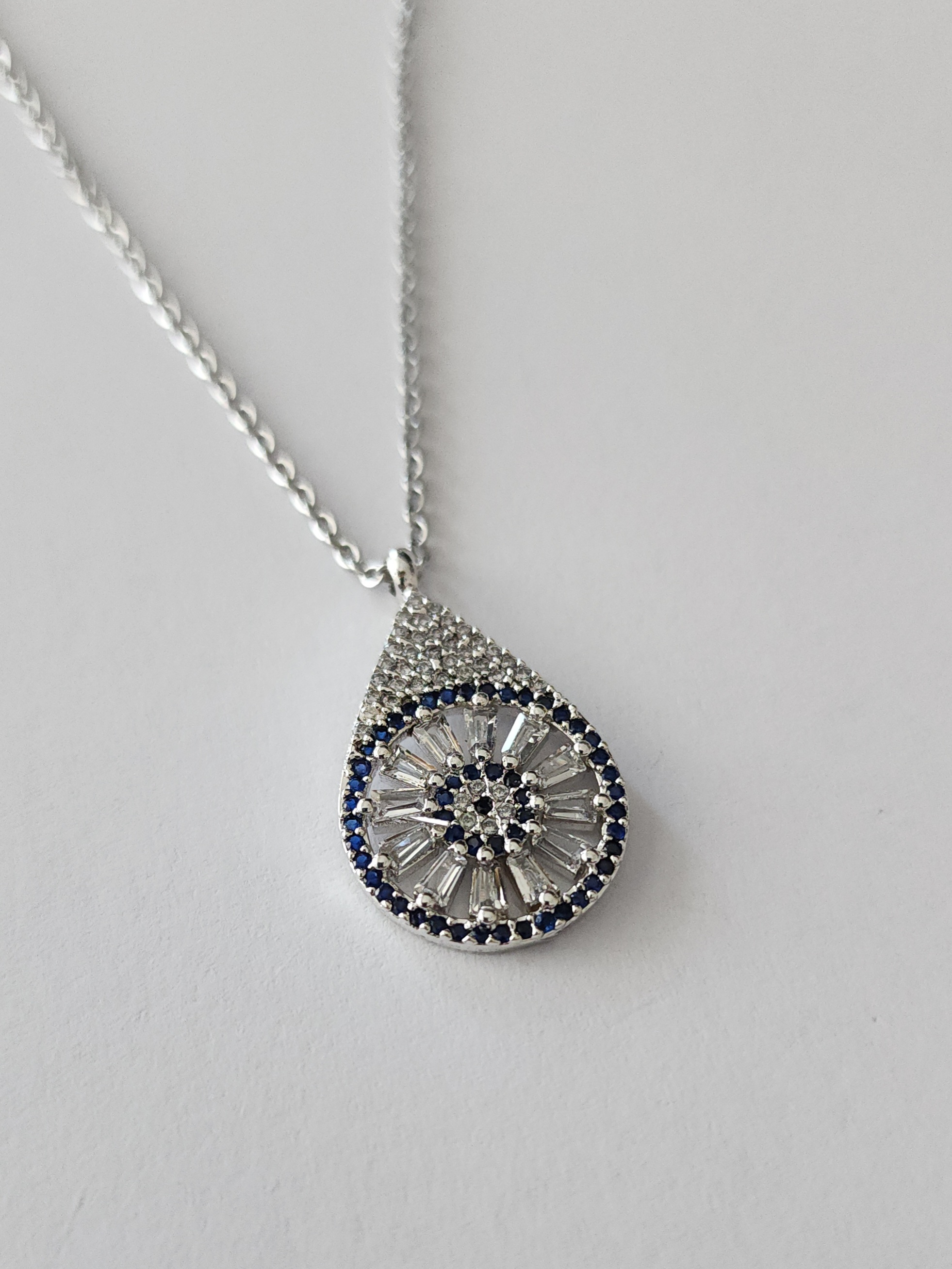 Renkli Nazar Detayli elik Kolye Gold