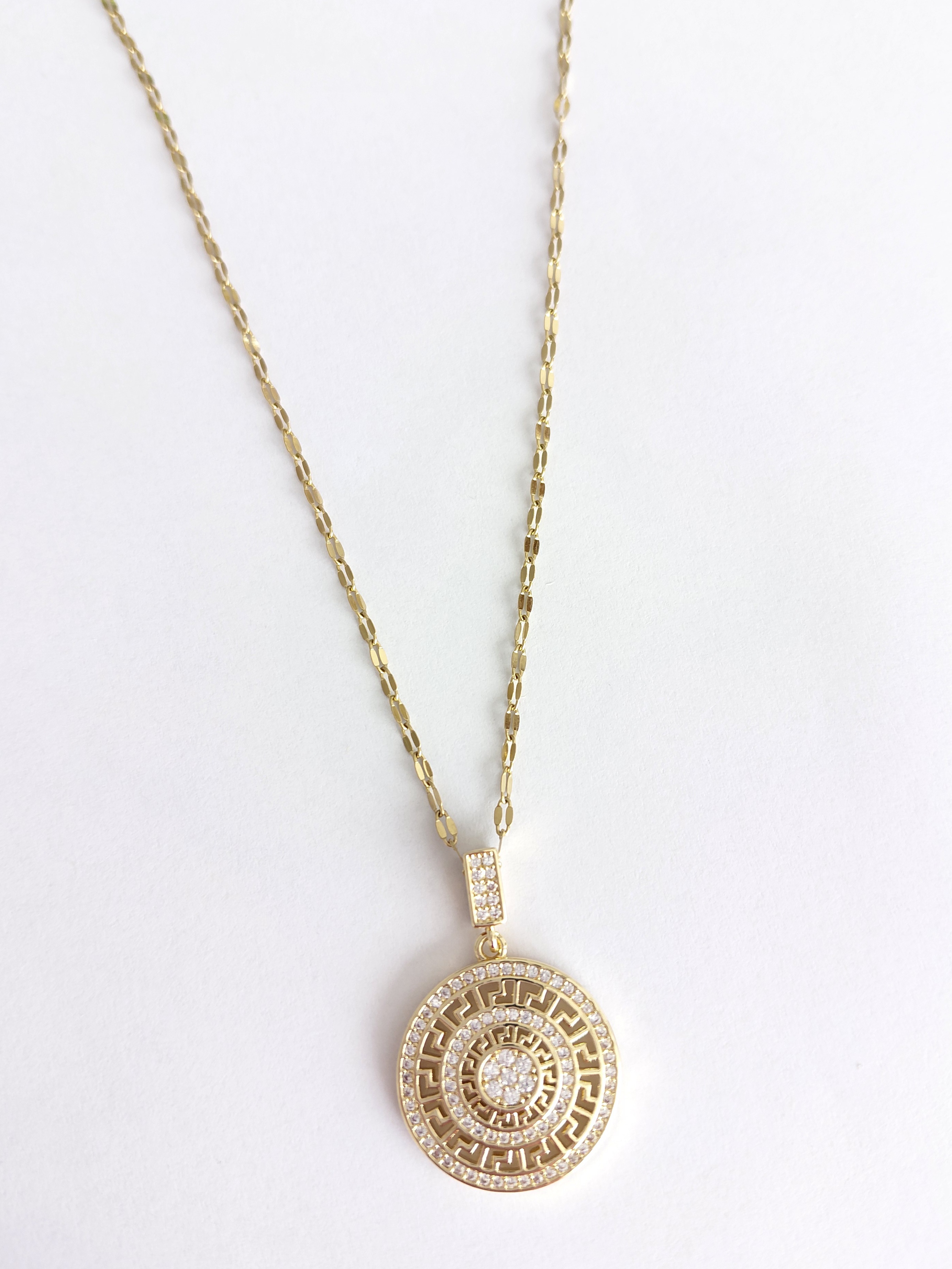 Tasli Madalyon elik Kolye Gold 