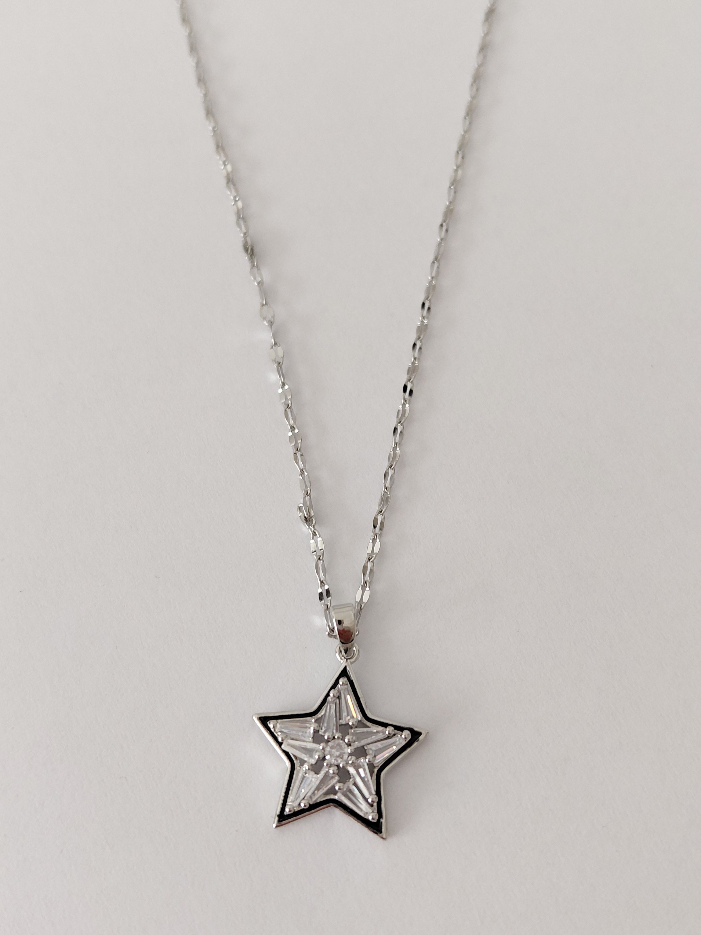 Ta�l� Y�ld�z �elik Kolye Silver 