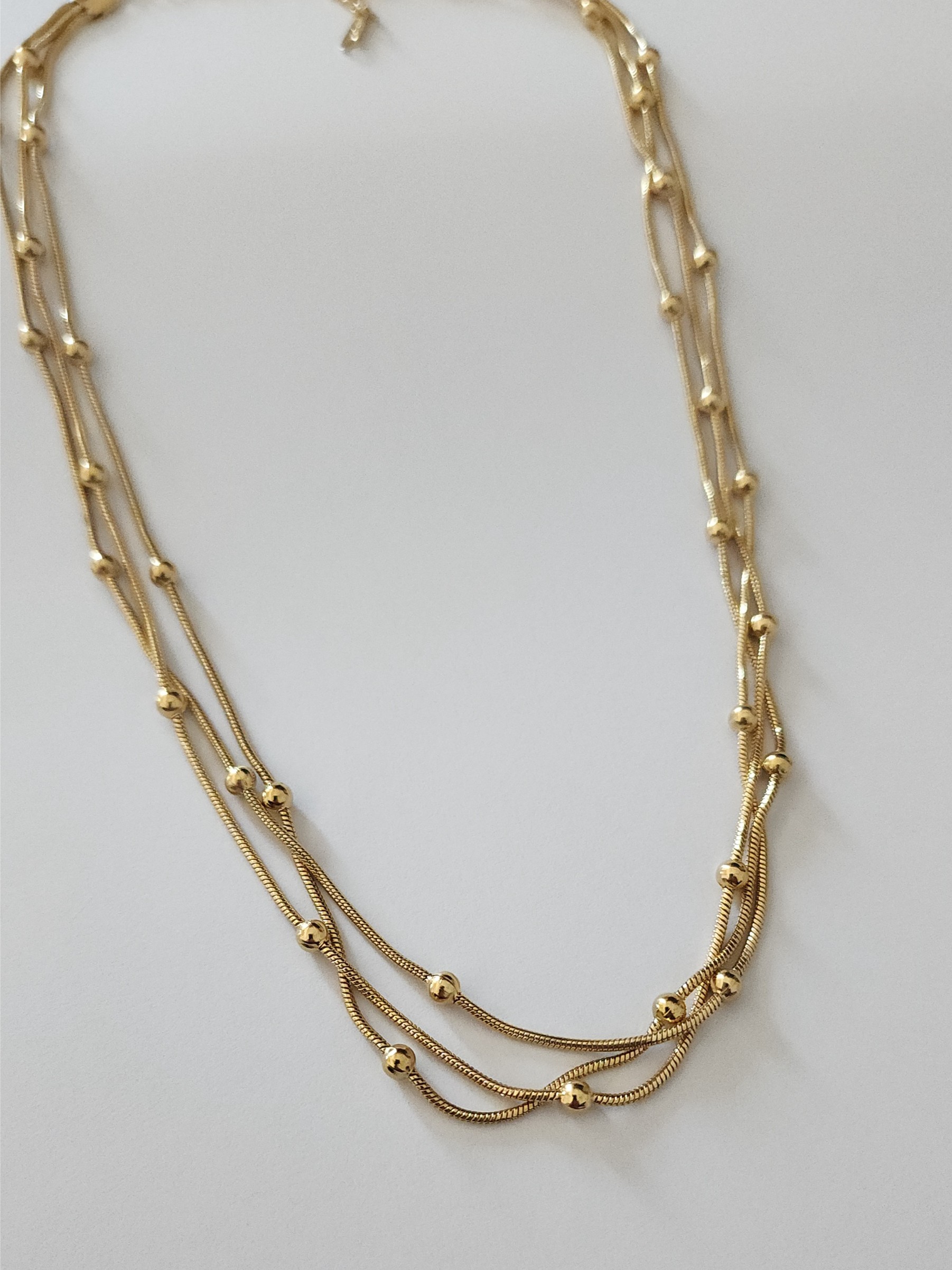 Dorikalı Üçlü Çelik Kolye Gold