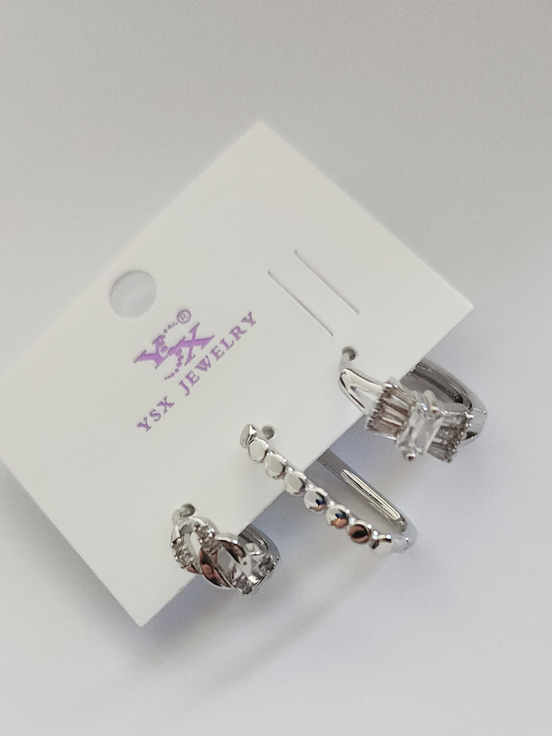 Üçlü Set Silver Çelik Küpe