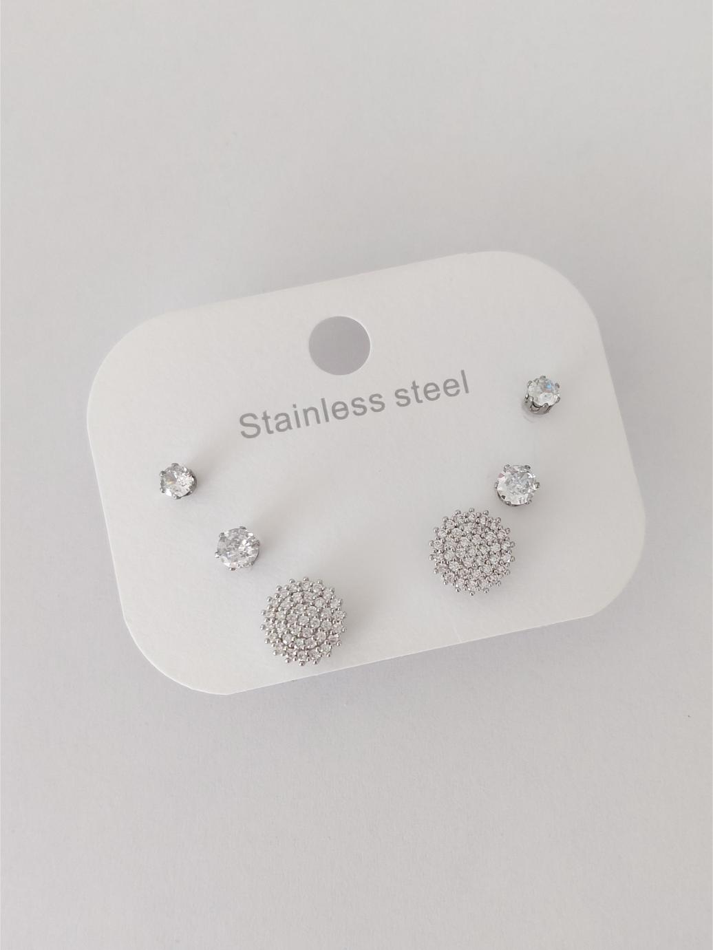 Zirkon Taşlı İğneli 6 lı Set Küpe