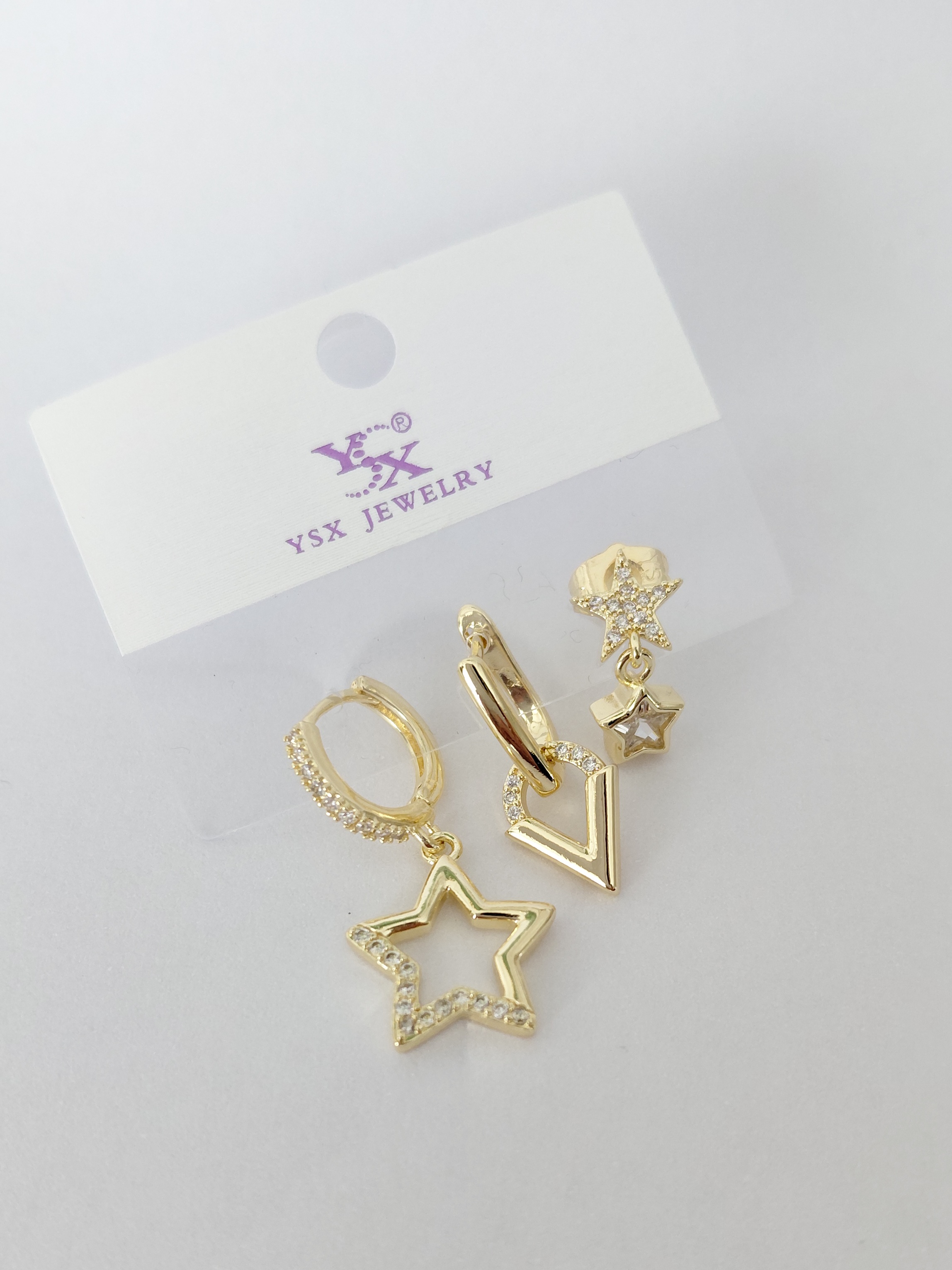 Yıldız Detaylı Üçlü Set Küpe