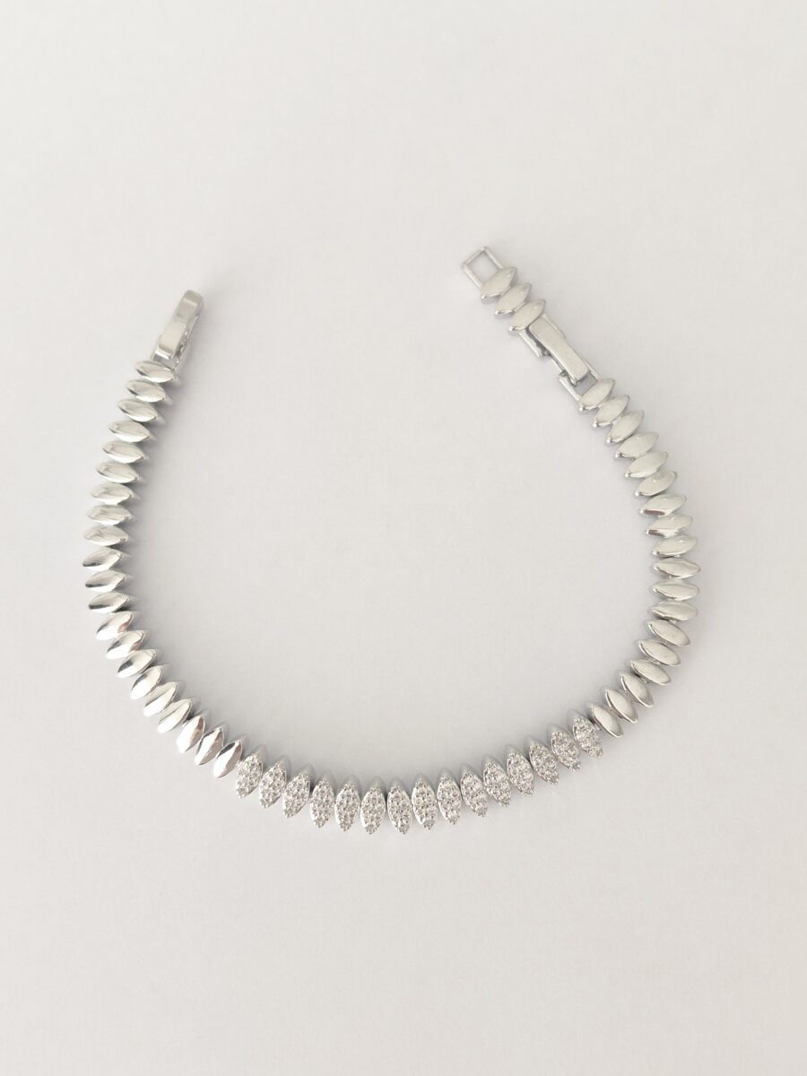 Zirkon Taşlı Tasarım Model Bileklik Silver