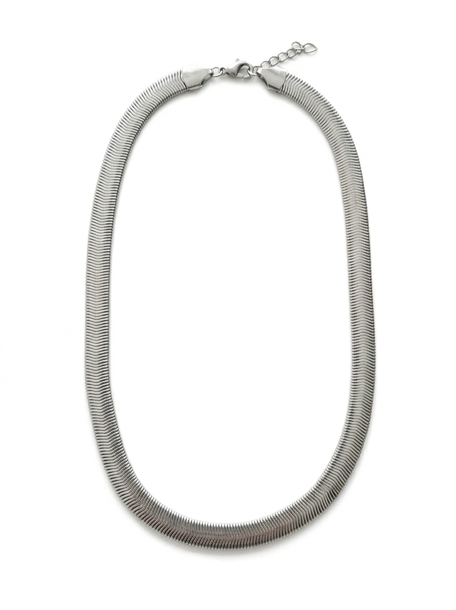 Çelik Balıksırtı Kolye Silver