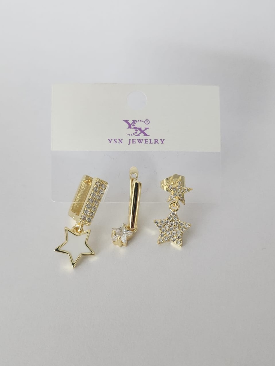Yıldız Detaylı Üçlü Set Küpe