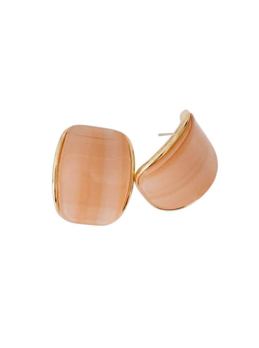 Kahverengi Geçişli Oval Küpe
