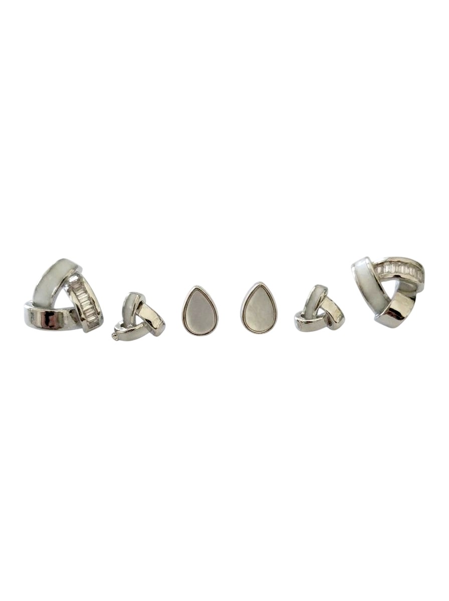 Sedefli Taşlı Çokku Set Küpe Silver