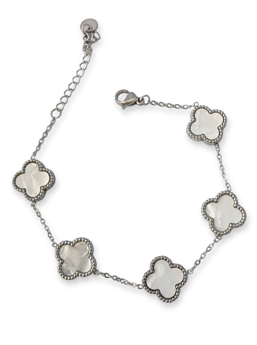 Sedefli Yonca Bileklik Silver