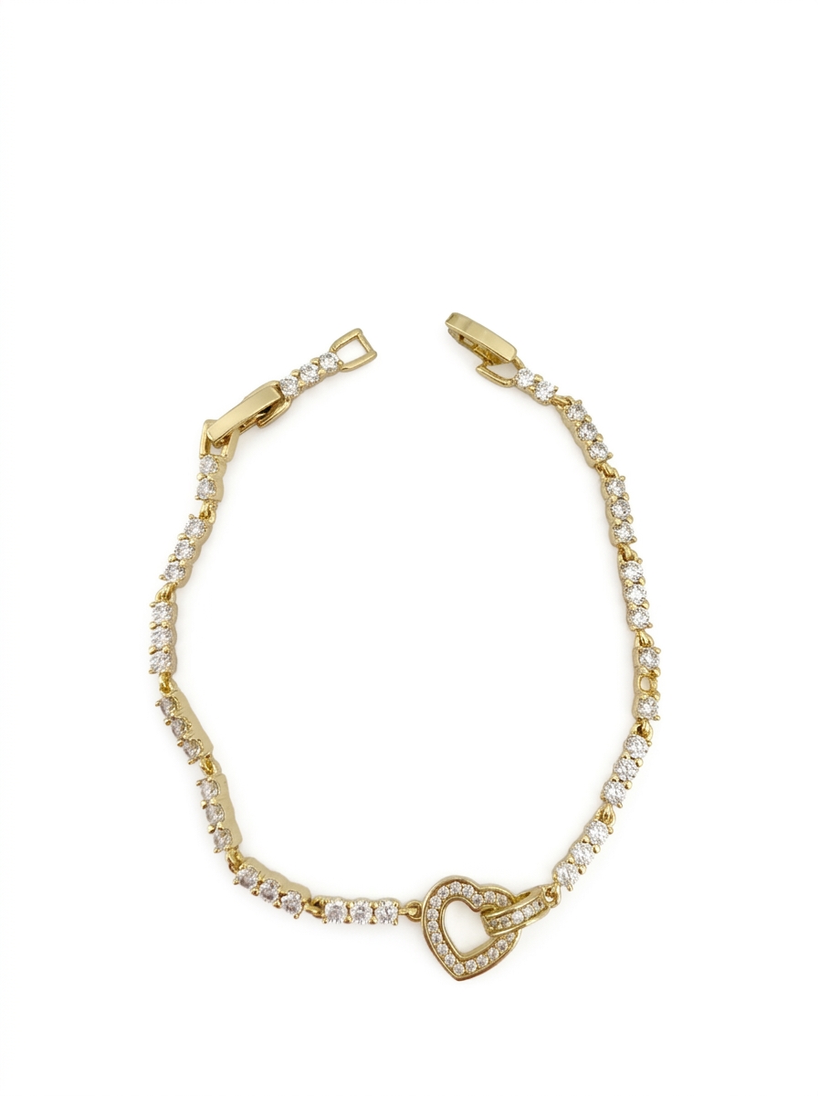 Xuping Zirkon Taşlı Kalpli Bileklik Gold