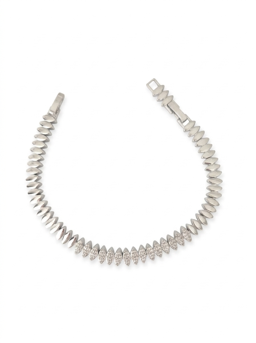 Zirkon Taşlı Tasarım Model Bileklik Silver